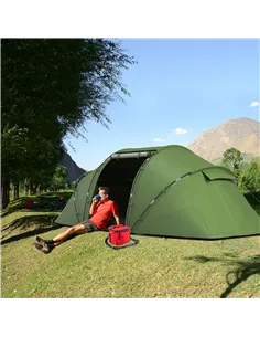 Outsunny 4-6 Man Camping Tent with Living Area and 2 Bedrooms, Hiking Sun Shelter, UV Protection Tunnel Tent, Dark Green 2