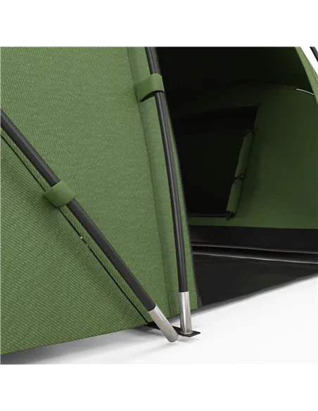 Outsunny 4-6 Man Camping Tent with Living Area and 2 Bedrooms, Hiking Sun Shelter, UV Protection Tunnel Tent, Dark Green