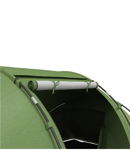 Outsunny 4-6 Man Camping Tent with Living Area and 2 Bedrooms, Hiking Sun Shelter, UV Protection Tunnel Tent, Dark Green
