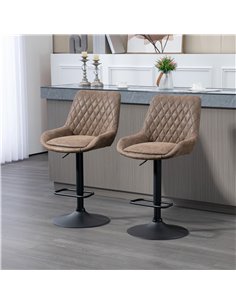 HOMCOM Set of Two Faux Leather Retro Bar Stools - Brown 2