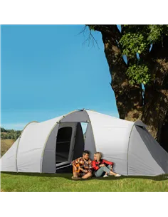 Outsunny Four-Man Tunnel Tent, with Two Bedrooms and Living Room - Grey/Yellow 2
