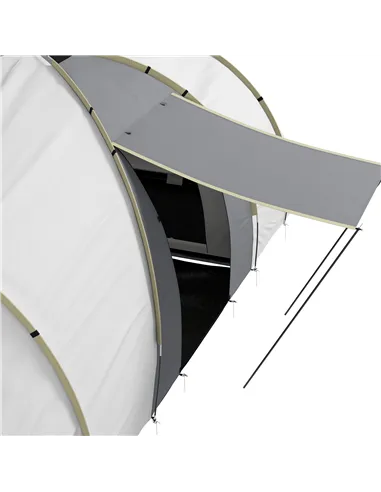 Outsunny Four-Man Tunnel Tent, with Two Bedrooms and Living Room - Grey/Yellow