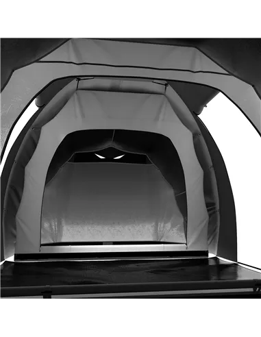 Outsunny Four-Man Tunnel Tent, with Two Bedrooms and Living Room - Grey/Yellow