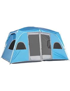 Outsunny 4-8 Person Camping Tent Family Tent with 2 Room, Mesh Windows, Easy Set Up for Backpacking, Hiking, Outdoor, Blue