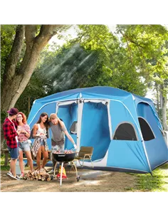 Outsunny 4-8 Person Camping Tent Family Tent with 2 Room, Mesh Windows, Easy Set Up for Backpacking, Hiking, Outdoor, Blue 2