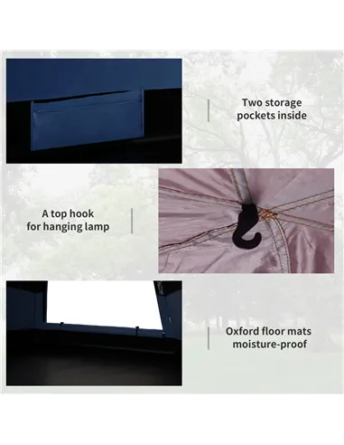 Outsunny Six Man Hexagon Camping Tent with Hang Hook and Carry Bag - Blue and Black