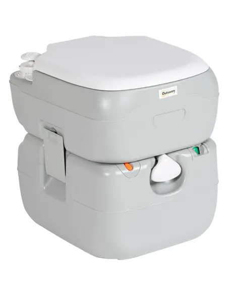 Outsunny Portable Toilet for Adults, 22L Camping Toilet with Seat, Lid and Anti-Leak Handle Pump, Outdoor Travel Toilet with Det