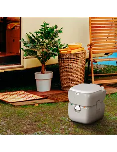 Outsunny Portable Toilet for Adults, 22L Camping Toilet with Seat, Lid and Anti-Leak Handle Pump, Outdoor Travel Toilet with Det 2