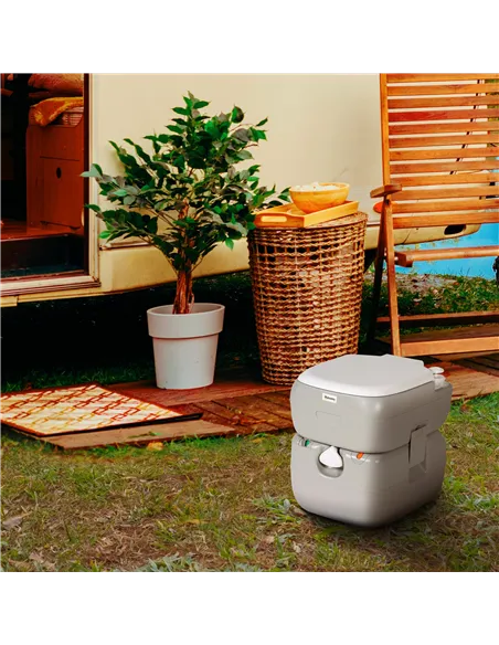 Outsunny Portable Toilet for Adults, 22L Camping Toilet with Seat, Lid and Anti-Leak Handle Pump, Outdoor Travel Toilet with Det
