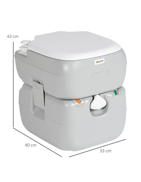 Outsunny Portable Toilet for Adults, 22L Camping Toilet with Seat, Lid and Anti-Leak Handle Pump, Outdoor Travel Toilet with Det