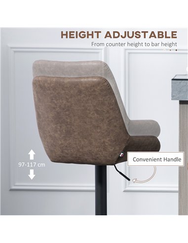 HOMCOM Set of Two Faux Leather Retro Bar Stools - Brown