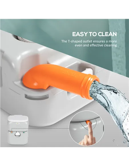 Outsunny Portable Toilet for Adults, 22L Camping Toilet with Seat, Lid and Anti-Leak Handle Pump, Outdoor Travel Toilet with Det
