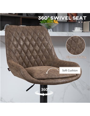 HOMCOM Set of Two Faux Leather Retro Bar Stools - Brown