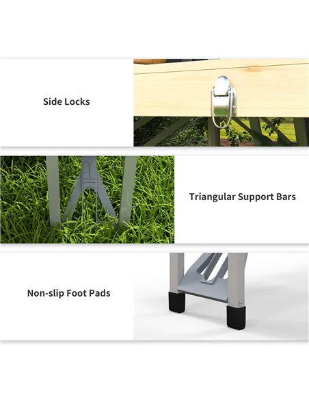 Outsunny Aluminium Frame Folding Picnic Table, Portable Camping Table and Chairs Set with Umbrella Hole