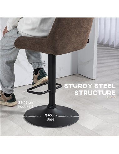 HOMCOM Set of Two Faux Leather Retro Bar Stools - Brown