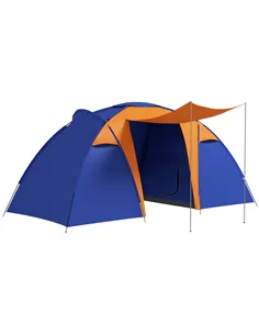Outsunny Camping Tent with 2 Bedroom, Living Area and Porch, 4-6 Man Large Tunnel Tent, 2000mm Waterproof, Portable with Bag