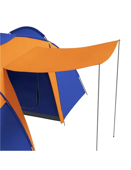 Outsunny Camping Tent with 2 Bedroom, Living Area and Porch, 4-6 Man Large Tunnel Tent, 2000mm Waterproof, Portable with Bag