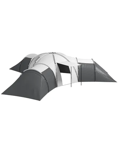 Outsunny 6-9 Man Tent with Bedrooms and Living Room, Accessories Included, Dark Grey