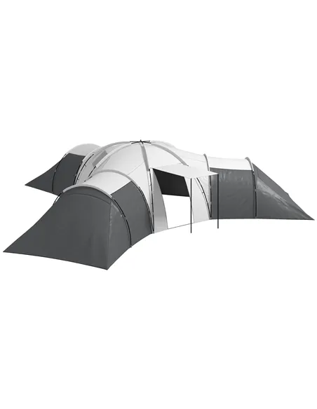 Outsunny 6-9 Man Tent with Bedrooms and Living Room, Accessories Included, Dark Grey