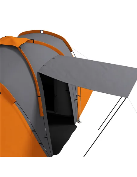 Outsunny Large Camping Tent Tunnel Tent with 2 Bedroom and Living Area, 2000mm Waterproof, Portable with Bag for 4-6 Man, Orange