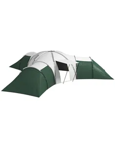 Outsunny 6-9 Man Tent with Bedrooms and Living Room, Accessories Included, Green