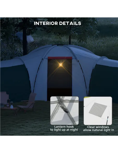 Outsunny 6-9 Man Tent with Bedrooms and Living Room, Accessories Included, Green