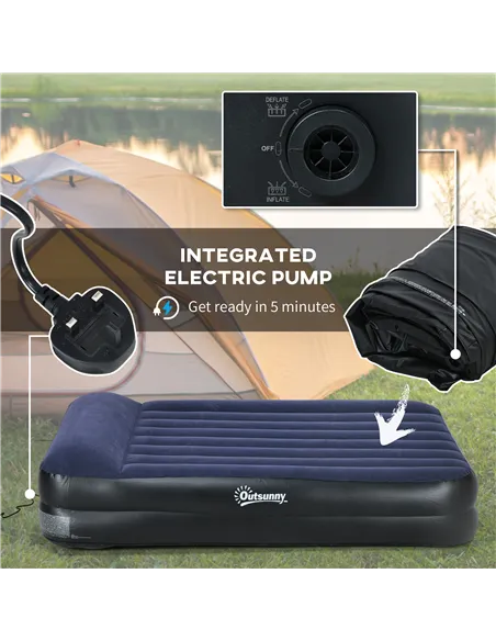 Outsunny King-Size Air Bed, with Built-in Electric Pump and Carry Bag