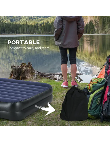 Outsunny King-Size Air Bed, with Built-in Electric Pump and Carry Bag