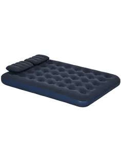 Outsunny Inflatable King Size Air Bed, with Built-In Hand Pump - Blue