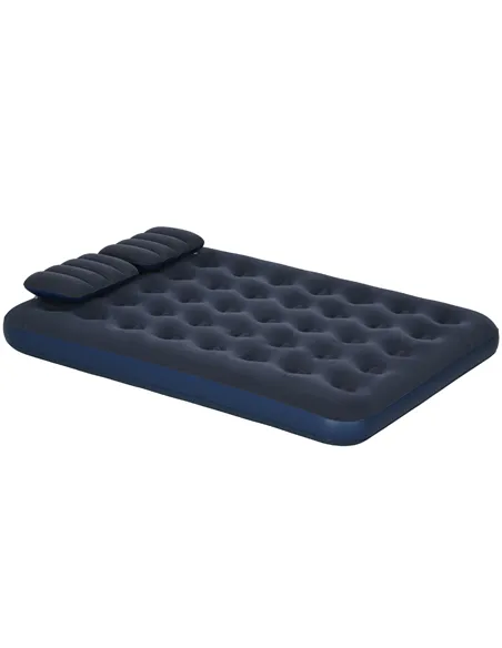 Outsunny Inflatable King Size Air Bed, with Built-In Hand Pump - Blue