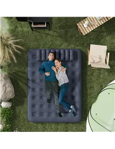 Outsunny Inflatable King Size Air Bed, with Built-In Hand Pump - Blue 2