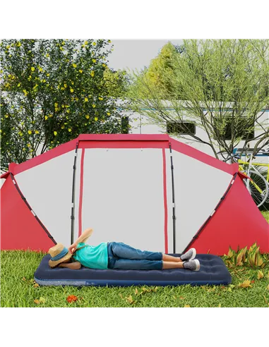 Outsunny Single Air Bed with Hand Pump, Inflatable Mattress with Flocked Surface for Guest, Camping, Travel, 191 x 73 x 22cm, Bl