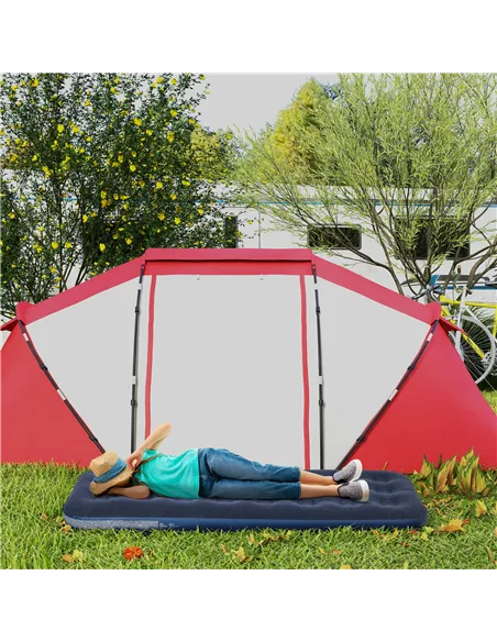 Outsunny Single Air Bed with Hand Pump, Inflatable Mattress with Flocked Surface for Guest, Camping, Travel, 191 x 73 x 22cm, Bl