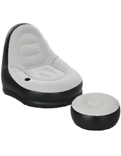 Outsunny Inflatable Tub Chair and Footstool, Grey