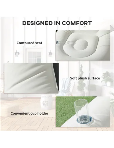 Outsunny Inflatable Tub Chair and Footstool, Grey