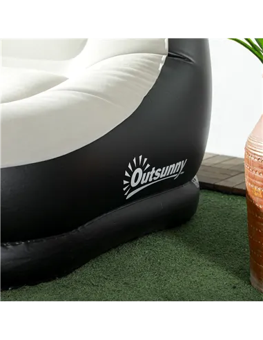 Outsunny Inflatable Tub Chair and Footstool, Grey