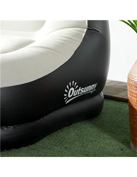 Outsunny Inflatable Tub Chair and Footstool, Grey