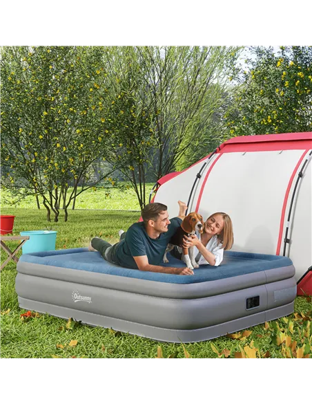 Outsunny King-Size Inflatable Mattress, with Built-In Electric Pump and Bag