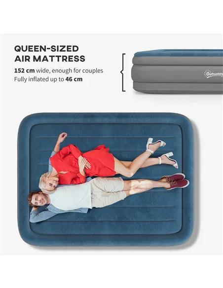 Outsunny King-Size Inflatable Mattress, with Built-In Electric Pump and Bag