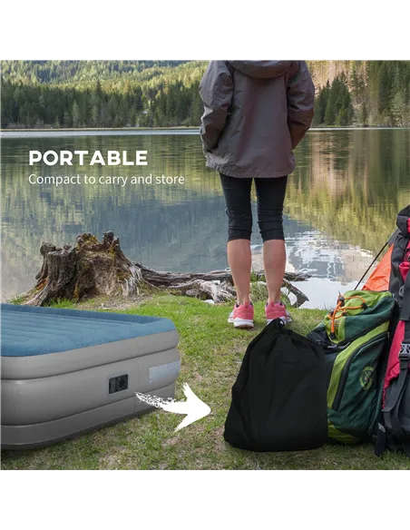 Outsunny King-Size Inflatable Mattress, with Built-In Electric Pump and Bag