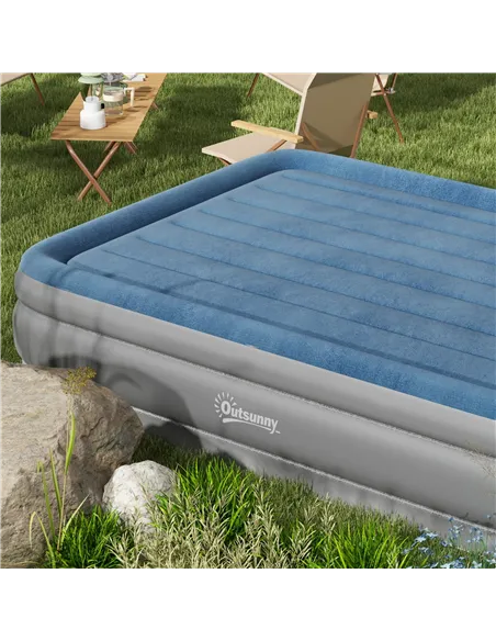 Outsunny King-Size Inflatable Mattress, with Built-In Electric Pump and Bag