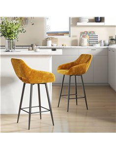 HOMCOM Set of Two Velvet-Feel Bar Stools - Brown 2