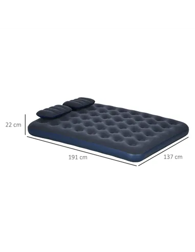 Outsunny Inflatable Double Air Bed, with Hand Pump - Blue
