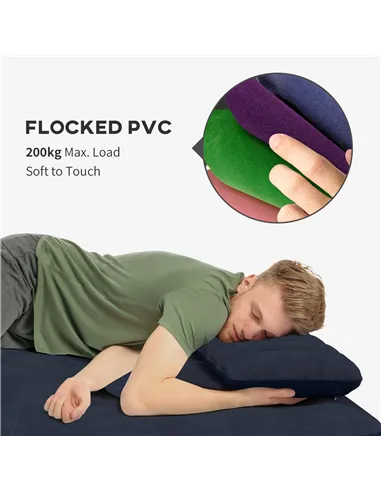 Outsunny Inflatable Double Air Bed, with Hand Pump - Blue