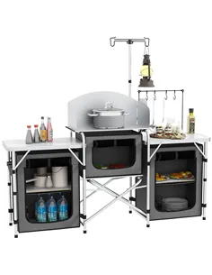 Outsunny Multi-Storage Portable Camping Kitchen, with Carry Bag