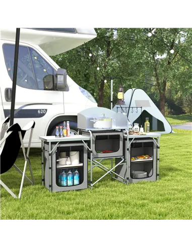 Outsunny Multi-Storage Portable Camping Kitchen, with Carry Bag