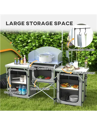 Outsunny Multi-Storage Portable Camping Kitchen, with Carry Bag