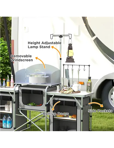 Outsunny Multi-Storage Portable Camping Kitchen, with Carry Bag