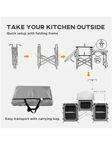 Outsunny Multi-Storage Portable Camping Kitchen, with Carry Bag