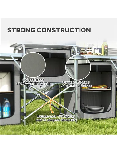 Outsunny Multi-Storage Portable Camping Kitchen, with Carry Bag
